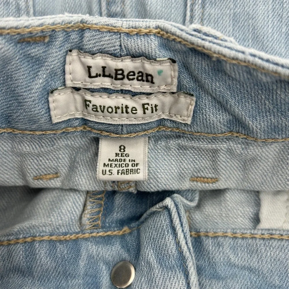 LL Bean Favorite Fit Denim Skirt Light Wash Blue Cotton Blend Size 8 Regular